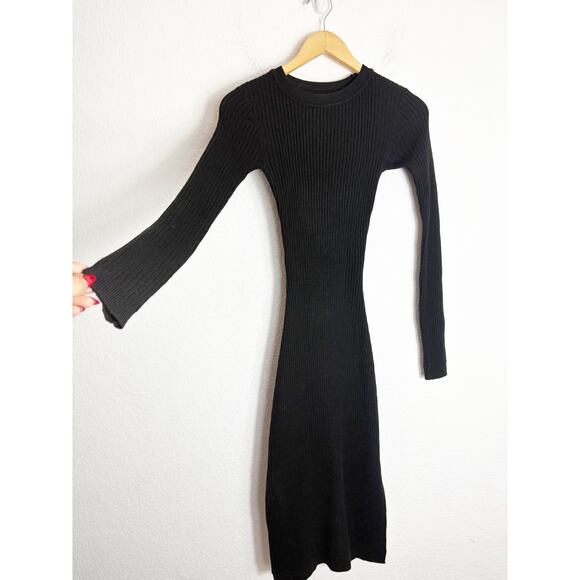 Lovers + Friends Around the Fire Ribbed Midi Sweater Dress Size XS Black Knit - Picture 10 of 14